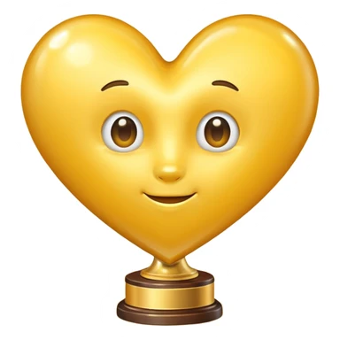 yellow heart with a trophy sticker