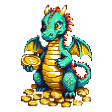 Dragon holding out a pile of gold coins sticker
