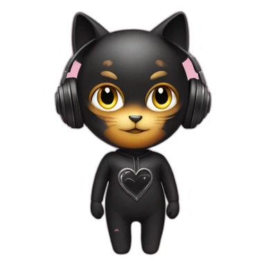 Heart-shaped catsuit listening music sticker