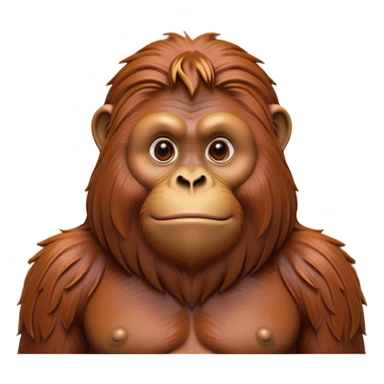Cinematic Noble Orangutan Portrait Emoji, Poised and regal, with a robust, thoughtful build and deep, soulful eyes framed by rich, textured fur, Simplified yet sharp and sophisticated features, highly detailed, glowing with a soft, earthy glow, high shine, intelligent and contemplative, stylized with an air of ancient wisdom, focused and commanding, soft glowing outline, capturing the essence of a watchful and confident guardian that appears ready to step out of the screen with timeless authority! sticker