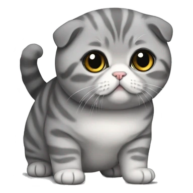 Scottish fold realistic totally grey fat sticker