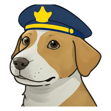 dog wearing a har sticker