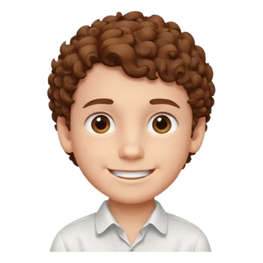 smiling boy in white shirt curly hair  sticker