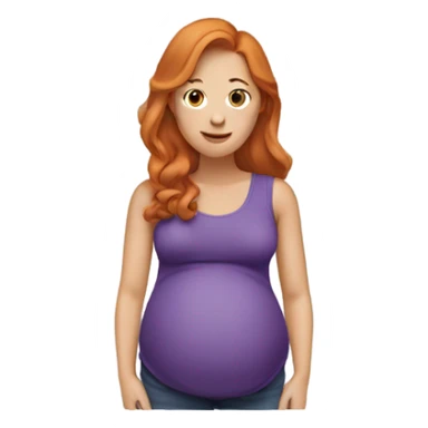 Pregnant woman with purple top and ginger hair sticker