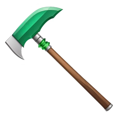 Minecraft hoe with brown handle and emerald green blade sticker