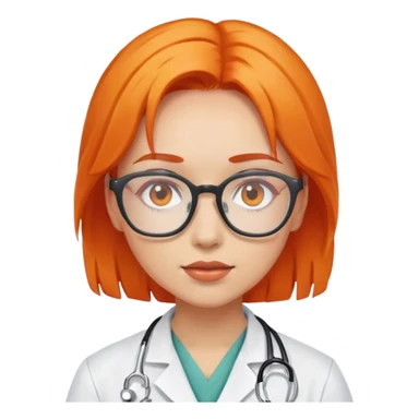 Girl doctor orange hair in glasses  sticker