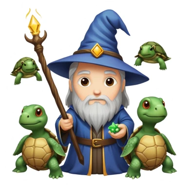 wizard surrounded by turtles sticker