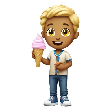 Boy eating ice cream sticker