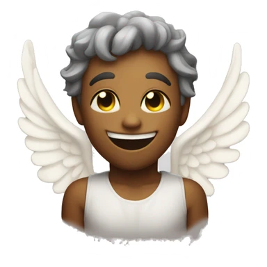 A gentle smile in a demon form shape with an angel halo sticker