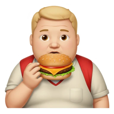 fat man eating bruger and drooling sticker