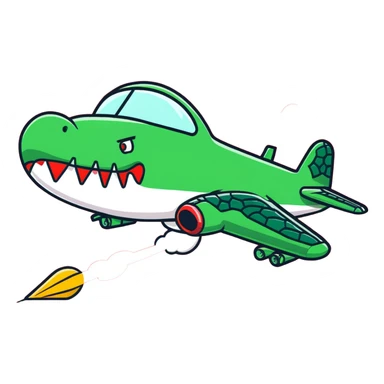 Green crocodile bomber plane dropping bombs sticker