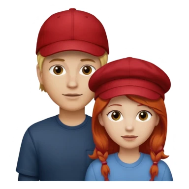 couple boy blond with cap and woman redhair sticker