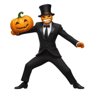 dancing pumpkin man with black suit just him. sticker