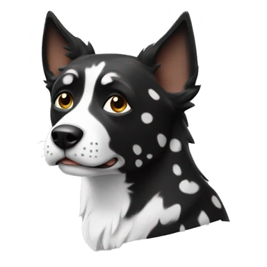 Laika dog, black and white with spots (more white) sticker