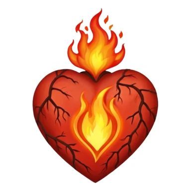 Heart on fire but not burning, flames shaped like veins sticker