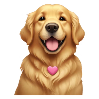 Golden retriver sat and happy with some hearts around him sticker