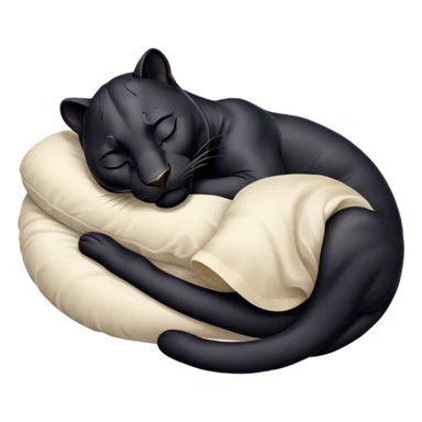Meme-Worthy cute Sleeping black Panther Portrait Emoji, Head resting peacefully with a contented smile, showcasing a luxuriously sleek form and eyes gently closed in serene slumber, Simplified yet comically adorable features, highly detailed, glowing with a soft, drowsy dark light, high shine, relaxed and utterly lovable, stylized with an air of playful laziness, bright and heartwarming, soft glowing outline, capturing the essence of a sleeping black Panther that feels destined to become the next viral icon of adorable rest! sticker