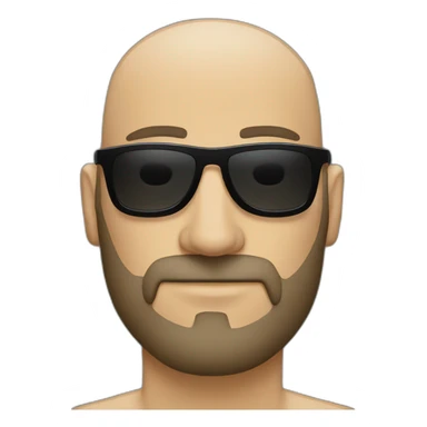 Bald man with beard and black sunglasses. Not smiling. sticker