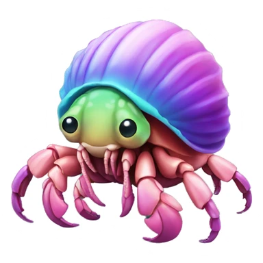 Purple pink blue green smiling hermit crab sticker