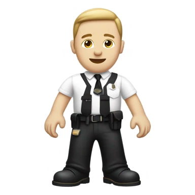 Security agent, white shirt and black pants. and vest. CREAM skin. RAISED HAND TO WAVE. sticker