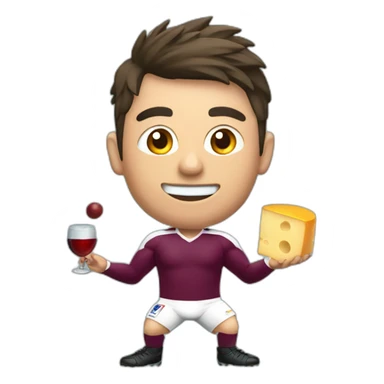 rugby player juggling cheese and wine sticker