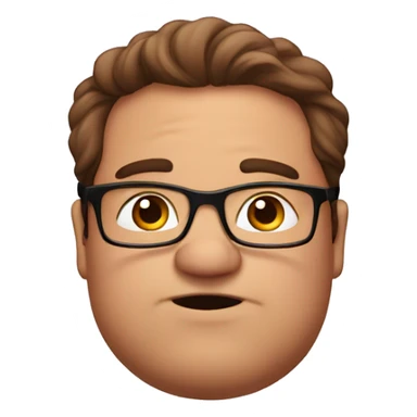 A brown-haired fat man with glasses sending a kiss sticker