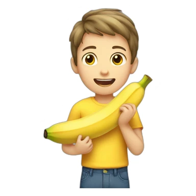 Boy eating banana  sticker