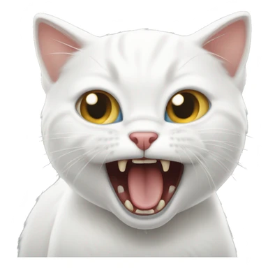 White kitten very angry hissing   sticker