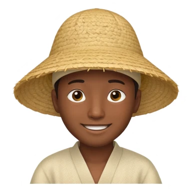 Asian guy with a rice hat, eyes barely open sticker