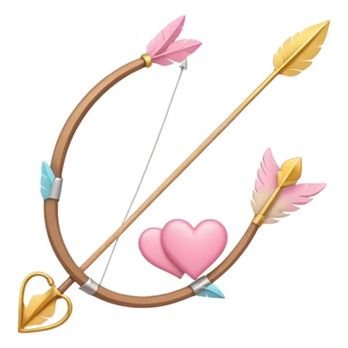 Cupid's bow and arrow with a heart tip in soft pink, beige and yellow pastel light sticker
