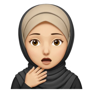 A light hijabi woman choking herself out of frustration but she's nonchalant  sticker