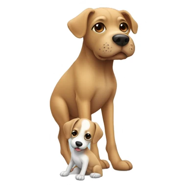 Human leg. In front of the human leg there is a cute little dog sitting  sticker