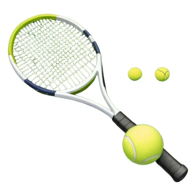 A tennis racket and ball on a grass or hardcourt surface, symbolizing the sport. The racket has a sleek design with tightly strung strings, while the bright tennis ball rests nearby, capturing the essence of precision, agility, and competition. sticker