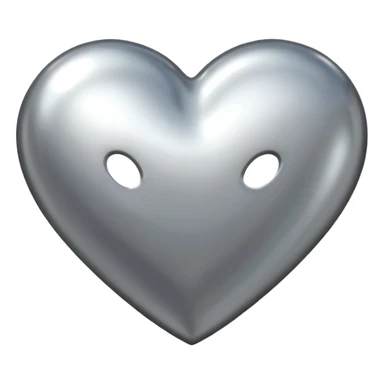 Liquid chrome heart emoji, silver metallic color, iOS emoji style, smooth reflective surface, rounded shape, realistic highlights, minimal background sticker