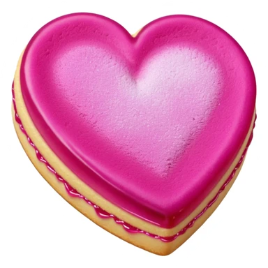 Realistic shortbread cookie in the shape of a heart with Fuchsia color jelly middle filling and sprinkled powder sugar on top. sticker