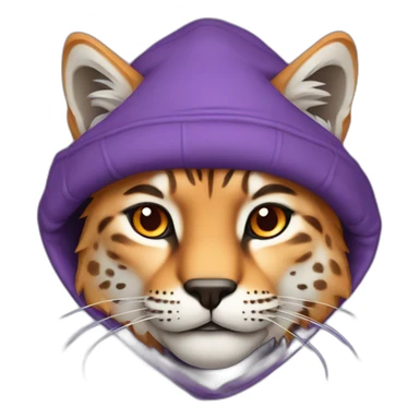 Lynx in a purple hoodie and orange hat sticker
