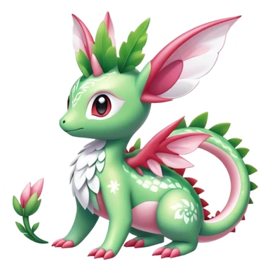 Shiny Exotic Cute Majestic Ethereal Sparkly Flygon-Sylveon-Shaymin-Meganium-Hybrid-Creature with white pattern-markings sticker
