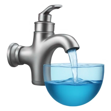 Water flowing from a faucet and a bowl sticker