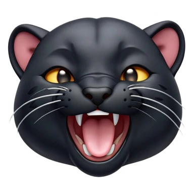 Cinematic Cute Yawning Panther Portrait Emoji, Head tilted slightly with a dramatic, wide-open yawn, showcasing a sleek, shadowy form with drowsy, half-closed eyes and a relaxed, open expression, Simplified yet irresistibly adorable features, highly detailed, glowing with a soft, cozy dark glow, high shine, relaxed yet expressive, stylized with a dash of whimsical elegance, soft glowing outline, capturing the essence of a drowsy yet affectionate jungle guardian that appears ready to stretch out for a nap! sticker