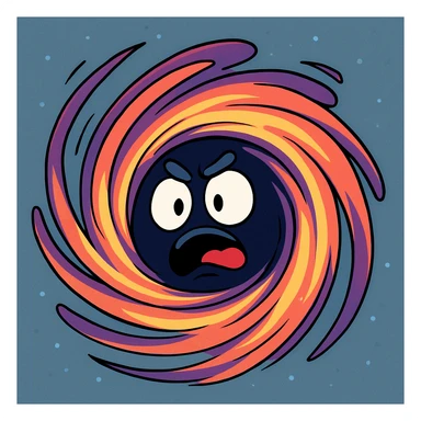 stylized cartoon black hole, exaggerated swirling effect, bright colors sticker