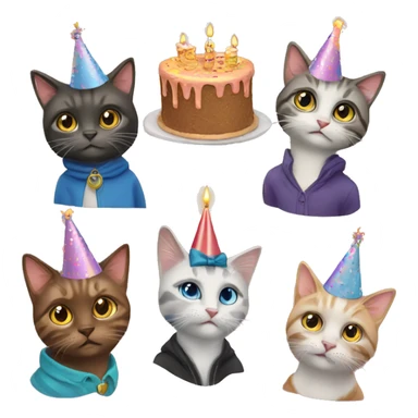 4 birthday cats sticker