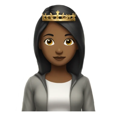 black-haired girl in indoor setting with crown  sticker