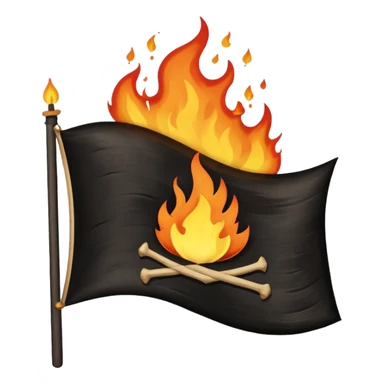 Burning black flag sticker