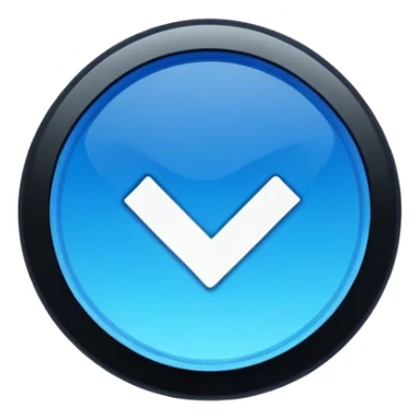 The image features a stylized blue badge with a smooth gradient, transitioning from a lighter blue at the top to a darker blue at the bottom. This badge has a circular shape with serrated edges, giving it a seal-like appearance. In the center, there's a bold, black checkmark that stands out prominently against the blue background. The overall design conveys a sense of approval or verification, often associated with authenticity or trustworthiness. This type of icon is commonly used on social media platforms to signify verified accounts. sticker