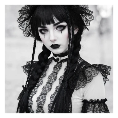 goth lace, cute, expressive, minimal sticker