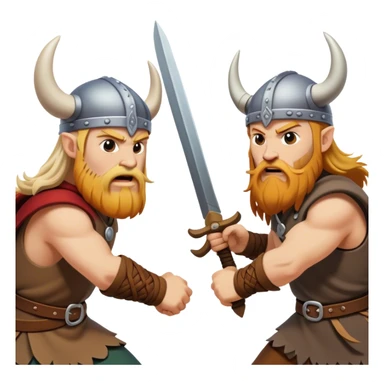 Dos vikingos enemigos peleando sticker