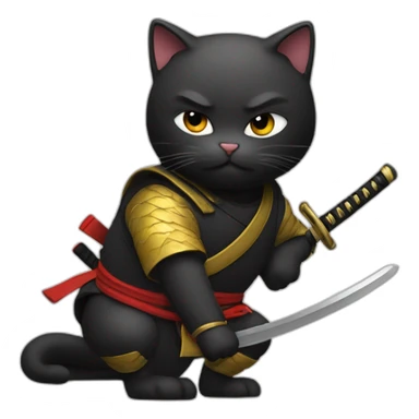Cat ninja katana sticker