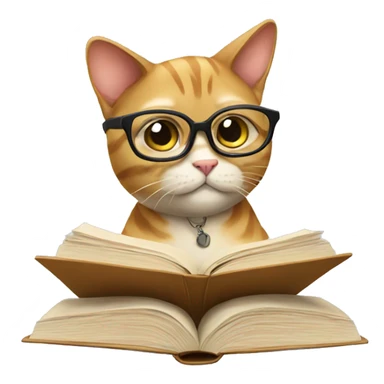 cat wearing glasses studying sticker