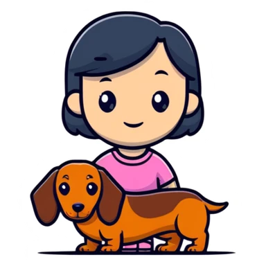 girl with dachshund sticker