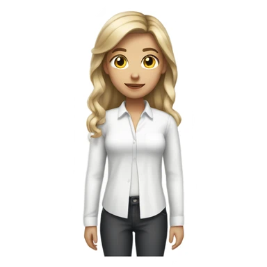 girl with dark blonde hairs with a white shirt and a white ribbon in hair sticker